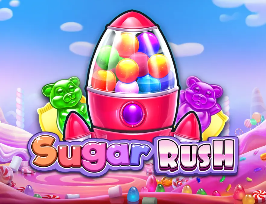 Sugar Rush pokie cover art in the Reef Spins pokies lobby